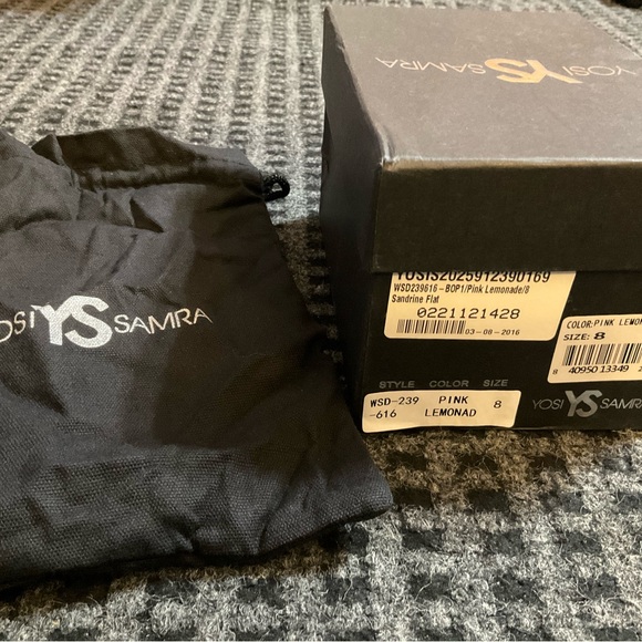 Yosi Samra women’s pink faux suede black trim/bow foldable ballet flats 8 - Picture 3 of 3